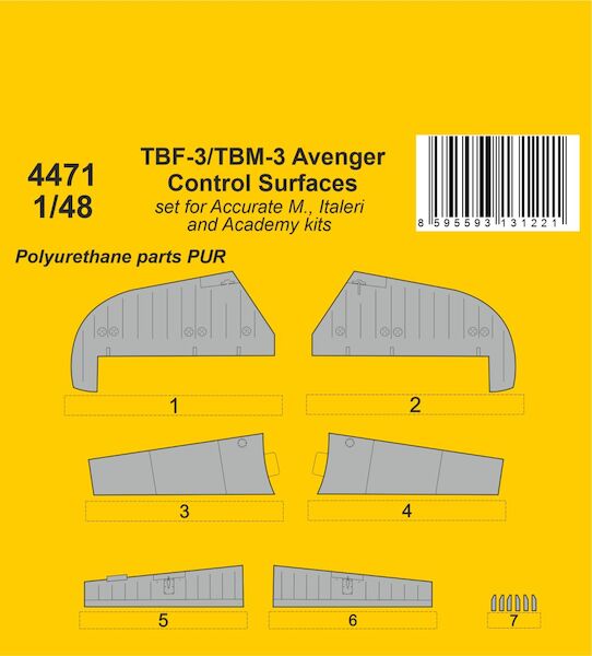 TBF-3/TBM-3 Avenger Control Surfaces (Italeri, Accurate, Academy)  CMKA4471
