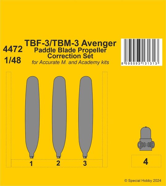 TBF-3/TBM-3 Avenger Paddle Blade Propeller Correction Set  (Italeri, Accurate, Academy)  CMKA4472