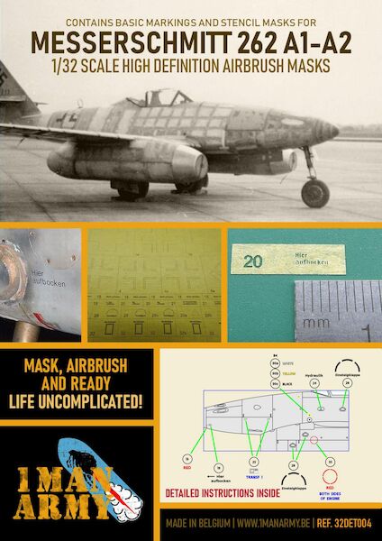 Messerschmitt Me262A1/2 Early High Definition Airbrush Masking  32DET004