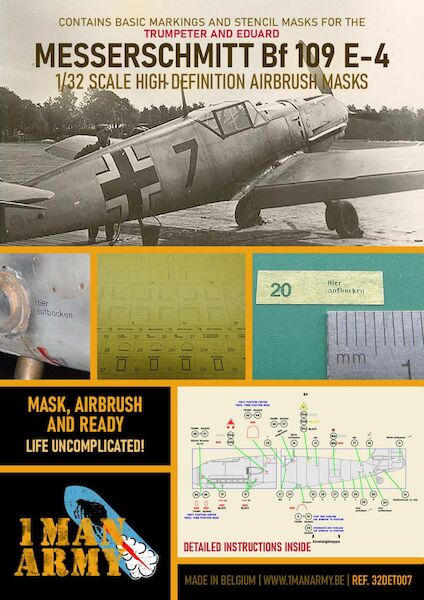 Messerschmitt Bf 109 E-4 High Definition Airbrush Masking  ( Eduard & Trumpeter )  32DET007