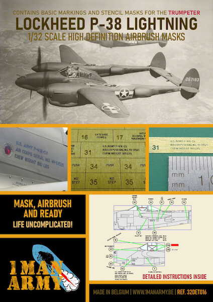 Lockheed P38 Lightning High Definition Airbrush Masking  32DET016