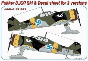 Fokker D21 ski''s & decal sheet for 2 versions  amla7201