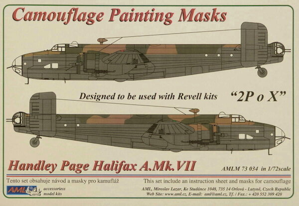 Camouflage Painting masks Handley Page Halifax MKIII 2P-X (Revell)  AMLM73034