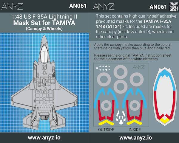 US F-35A Lightning II pre-cut Mask Set for TAMIYA  AN061