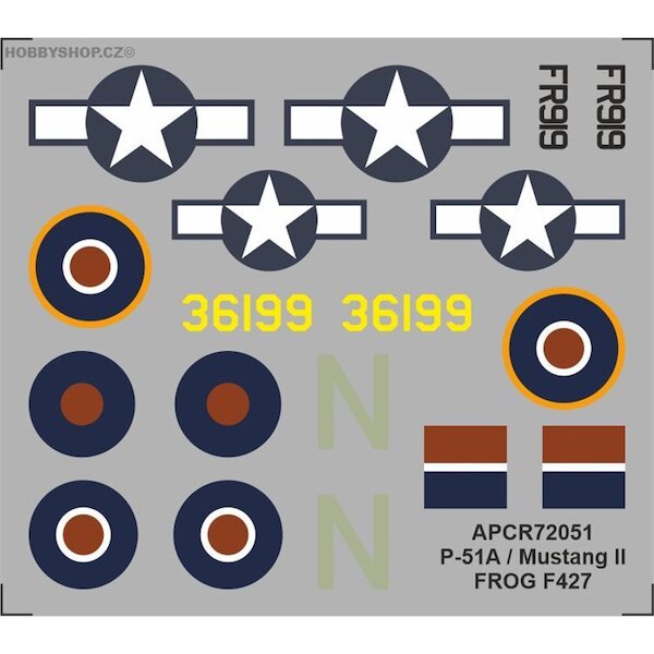 P51A/ Mustang MkII  Replacement decal for FROG kit  APCR72051