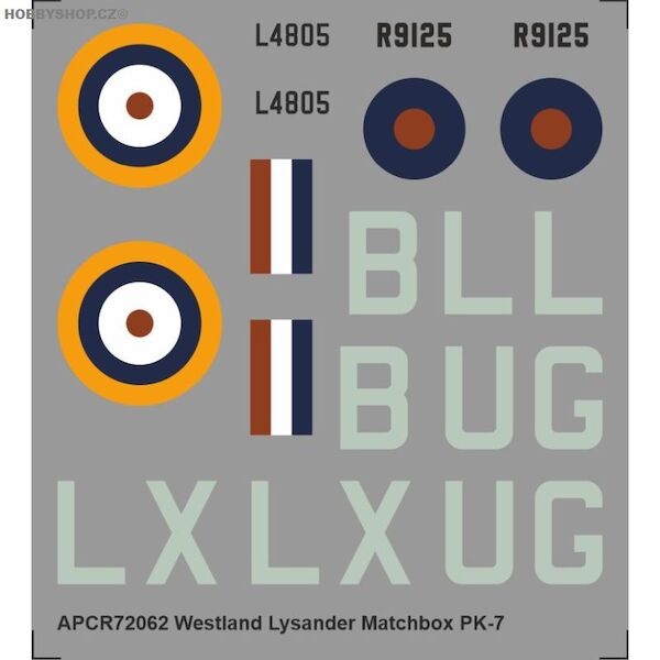 Westland Lysander Replacement decal for Matchbox kit  APCR72062