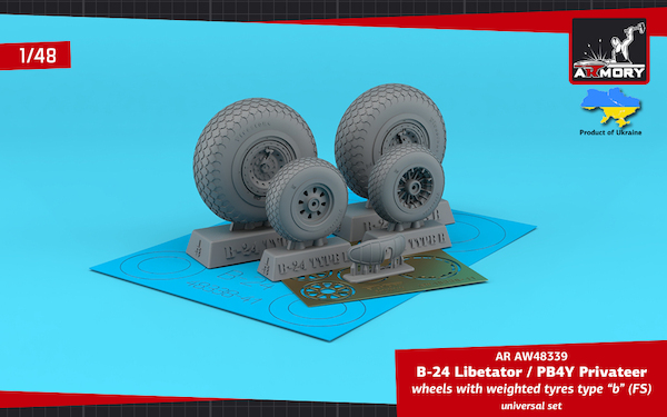B24 Liberator / PB4Y Privateer wheels with weighted tires Type B (FS)  AR AW48339