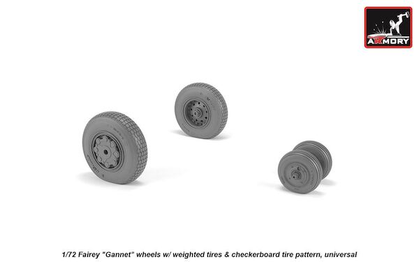 Fairey Gannet Late type wheels with weighted tires and checkerboard pattern  AR AW72413