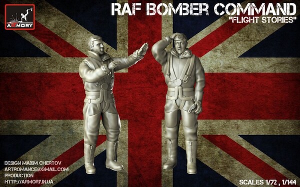'Flight Stories', RAF WWII Heavy Bomber crewmen in high altitude outfit (2 figures)  AR F1401a
