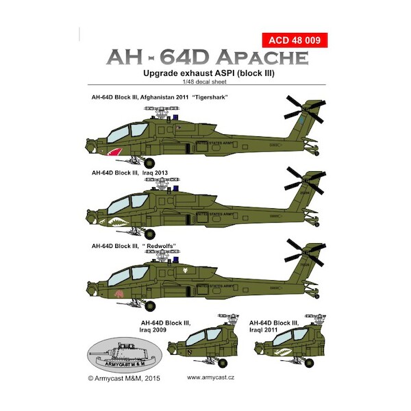 Hughes AH-64D Apache ASPI exhaust (Block III) decal set  ACD48009