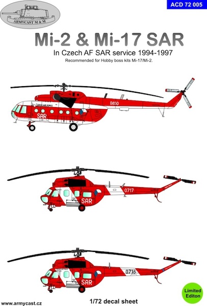 Mi-2/Mi-17 colourful SAR decal set and resin parts  ACD72005