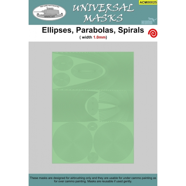 Ellipses, parabolas and spirals width 1,0mm  ACM00025