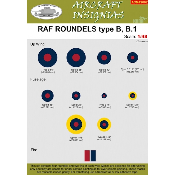 RAF Roundels Type B, B1 masks  ACM49002
