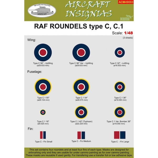 RAF Roundels Type C, C1 masks  ACM49003