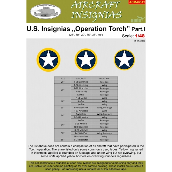 US Insignia  "Operation Torch"  Masks part 1  ACM49012