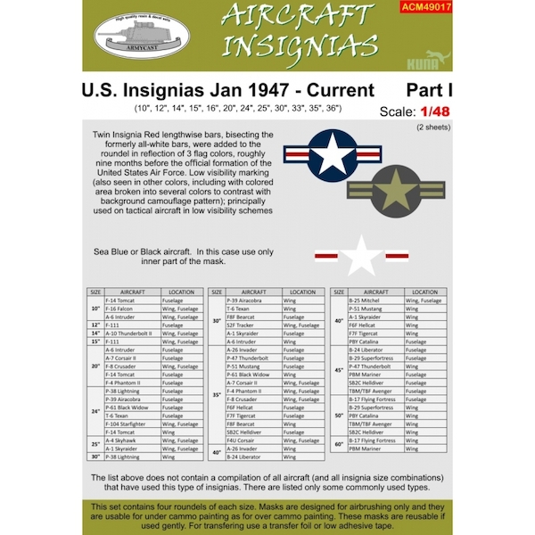 US Insignia  January 1947 - Current  Masks part 1  ACM49017