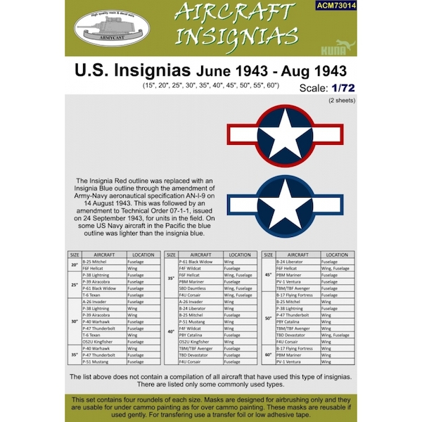 US Insignia June 1943 - August 1943  ACM73014