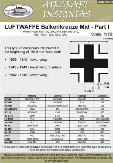 Luftwaffe Balkenkreuze Mid Part 1  ACM73033