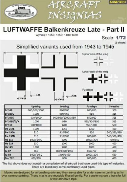 Luftwaffe Balkenkreuze Late Part II - Simplified variants used from 1943  ACM73037