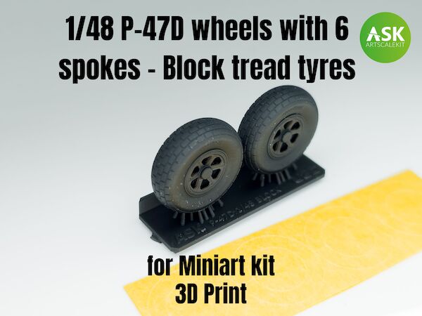 P47D Thunderbolt wheels with 6 spokes and Blocked Tread -Mask included (Mini Art)  200-A48010