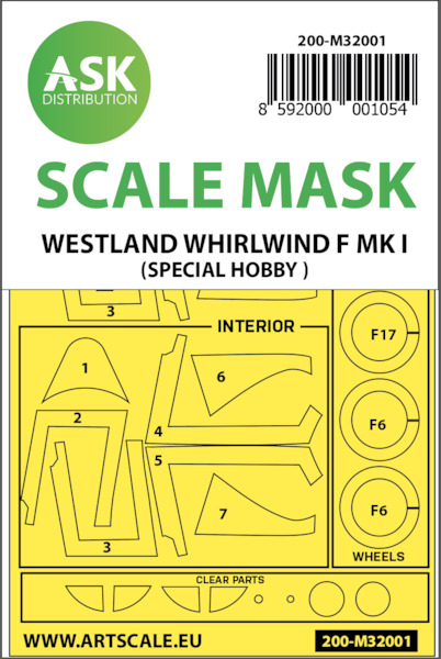 Masking Set Westland Whirlwind MK1 Double Sided (Special Hobby)  200-M32001