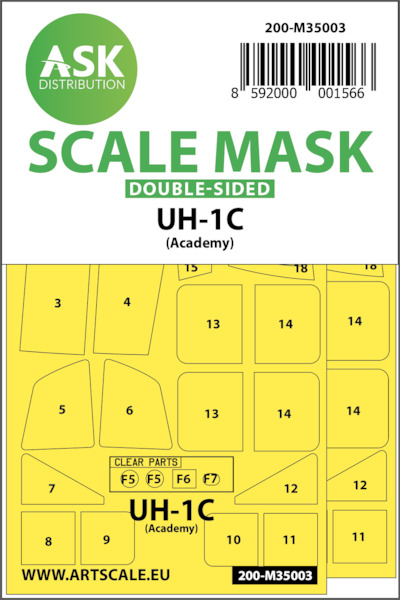 Masking Set Bell UH1C Huey (Academy/MRC) Double Sided Sided  200-M35003
