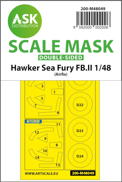 Masking Set Sea Fury FBII (Airfix)  Double sided  200-M48049