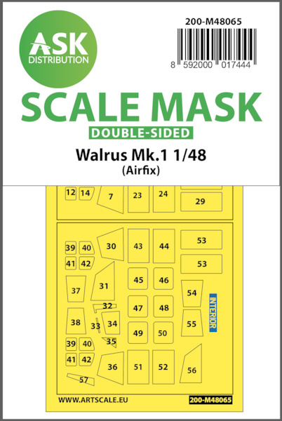 Masking Set Walrus MK1 Canopy  and wheels (Airfix) Double Sided  200-M48065