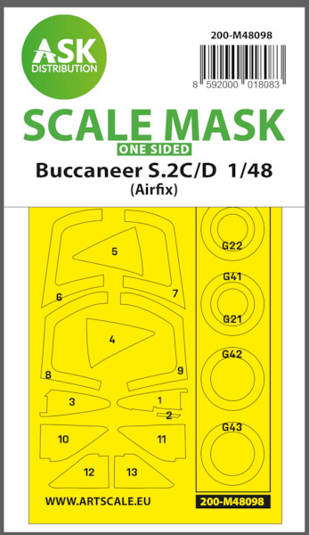 Masking Set Buccaneer S2C/D Canopy  and wheels (Airfix) One Sided  200-M48098