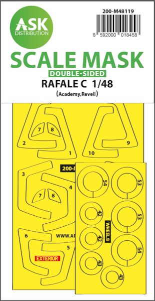 Masking Set Dassault Rafale C Canopy  and wheels (Revell) Double Sided  200-M48119