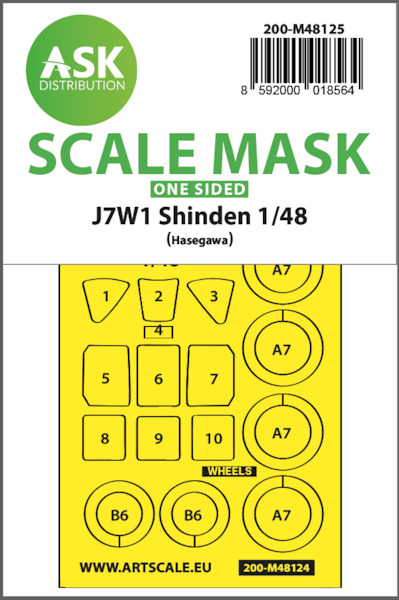 Masking Set Kyushu J7W1 Shinden Canopy  and wheels (Hasegawa) Single Sided  200-M48125