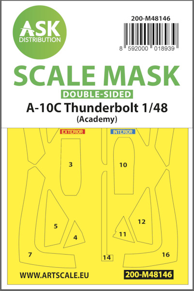 Masking Set A10C Thunderbolt II (Academy) Double Sided  200-M48146