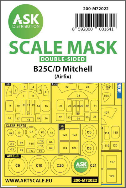 Masking Set B25C/D Mitchell  (Airfix) Double Sided sided  200-M72022