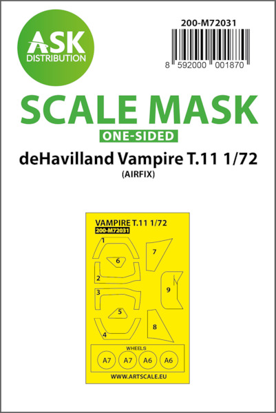 Masking Set Vampire T11 (Airfix) Single sided  200-M72031