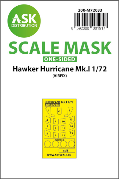 Masking Set Hurricane MK1 (Airfix) Single sided  200-M72033
