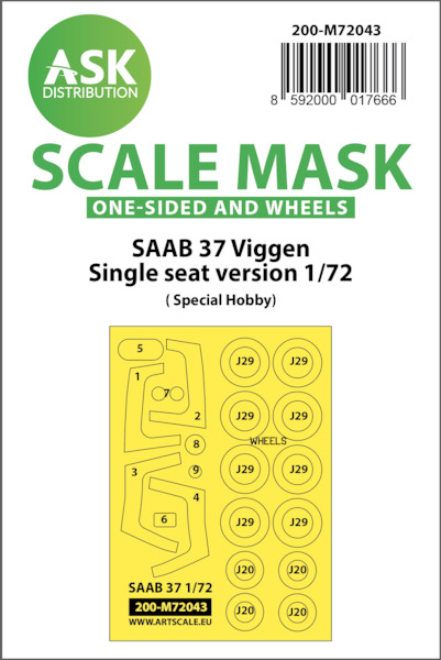 Masking Set SAAB 37 Viggen Single Seat Glassparts (Special Hobby)  Single sided  200-M72043