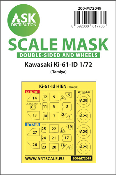 Masking Set Kawasaki Ki61-ID Hien "Tony" Glassparts and wheels (Tamiya) Double sided  200-M72049