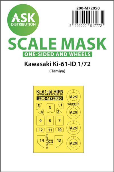 Masking Set Kawasaki Ki61-ID Hien "Tony" Glassparts and wheels (Tamiya) Single sided  200-M72050