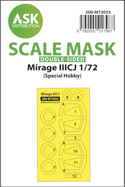 Masking Set Mirage IIICJ Canopy and wheels (Special Hobby) Double sided  200-M72053