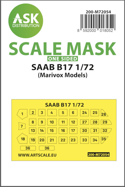 Masking Set SAAB B17 Canopy (Marifox) Single sided  200-M72054