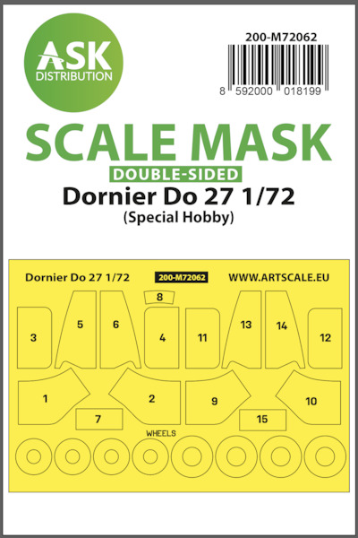 Masking Set Dornier Do27 Canopy and wheels (Special Hobby)  Single sided  200-M72062
