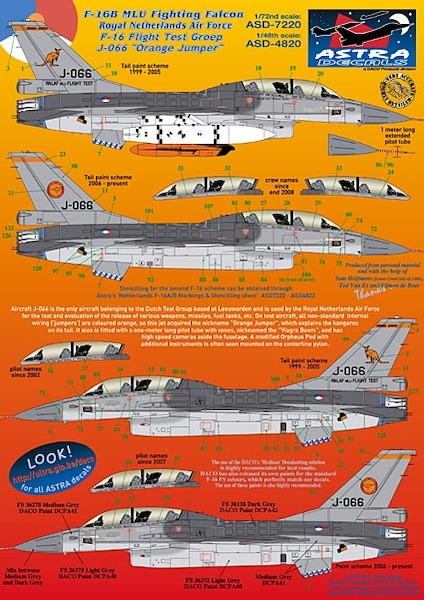 F-16B MLU Fighting Falcon (KLu F16 Flight test group J-066 `Orange Jumper`'  asd7220