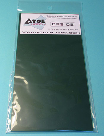 Colour Plastic sheet 180x100mm - Green 0,8mm thick (2x)  CPS08