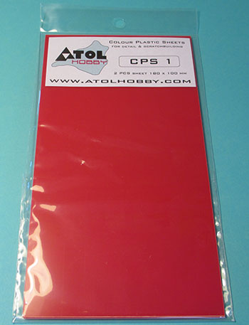 Colour Plastic sheet 180x100mm - Red 1,0mm thick (2x)  CPS1