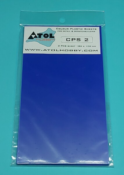 Colour Plastic sheet 180x100mm - Blue 2mm thick (2x)  CPS2