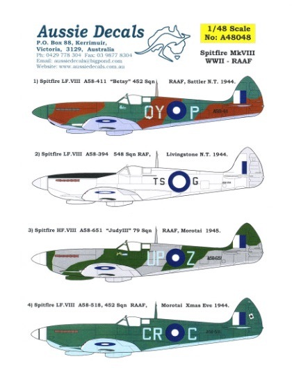 Supermarine Spitfire MKVIII (WW2 RAAF)  A48048
