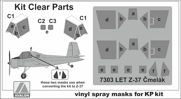 Set of Vinyl canopy masks for Let Z37 Cmelak (KP)  7303