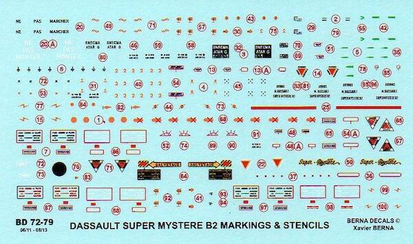 Stencils & markings Dassault Super Mystere B2  bd72-79