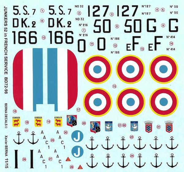 Junkers 52 (AAC-1 'Toucan') French Navy & Air Force (7 schemes)  BD72-98