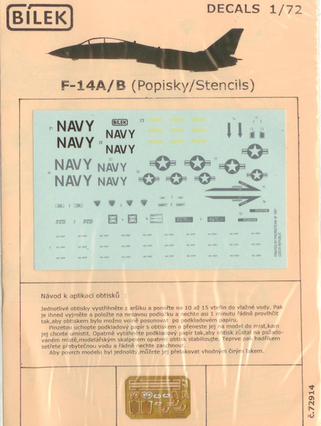 Grumman F14A/B Tomcat stencils and P/E set  BID-72914